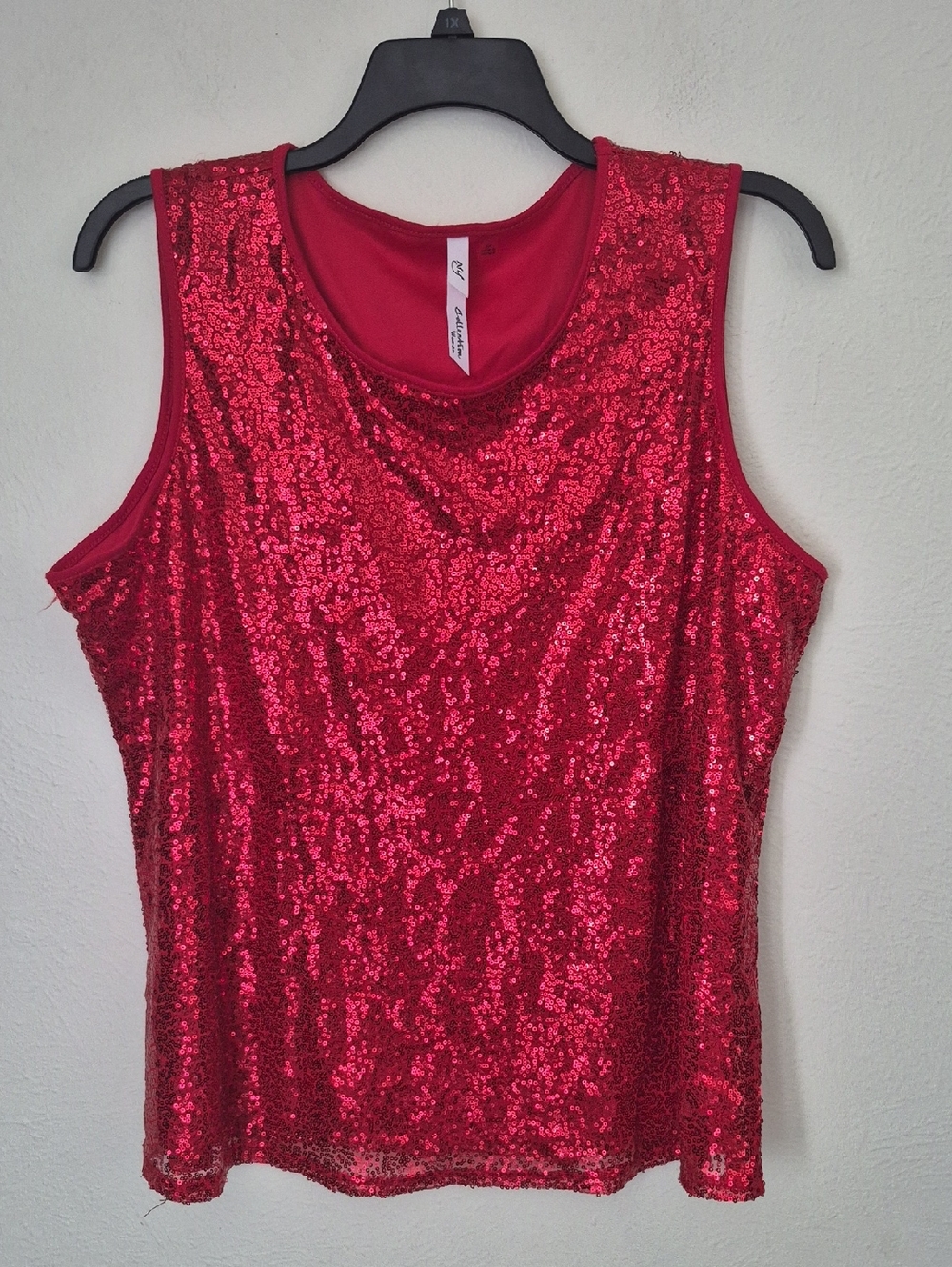 NY Collection Red Sequin Tank Top
